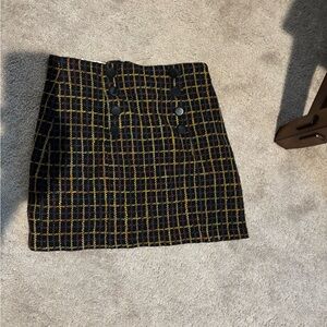 Slate & Willow Yellow and Black Checkered Mini Skirt